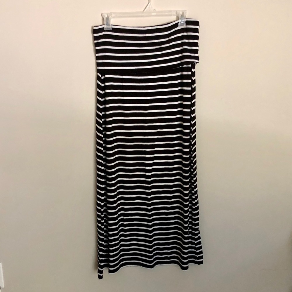 a.n.a. stripe maxi skirt with fold-over waist